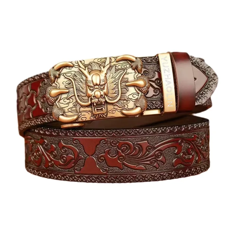 ЮЙЧЖАОЛИНЬ Спилок коровья кожа Ремень Набор в подарочной коробке Унисекс 3,4CM