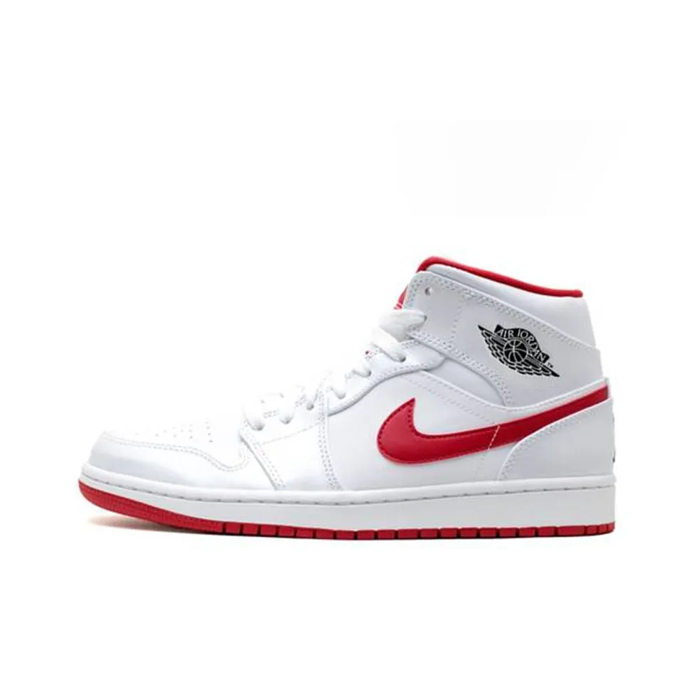 Jordan Air Jordan 1 Retro 'White Fitness Red' Противоскользящий Высокий Топ Винтажные Баскетбольные Кроссовки Мужские Красный Белый