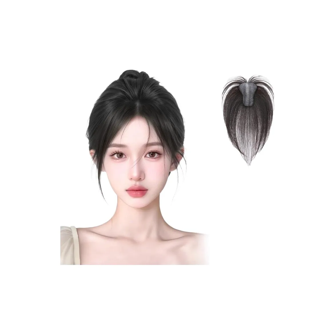 WANWANFENG Наклеенная тканевая клейкая парик Штучные женские человеческие волосы Короткие прямые волосы