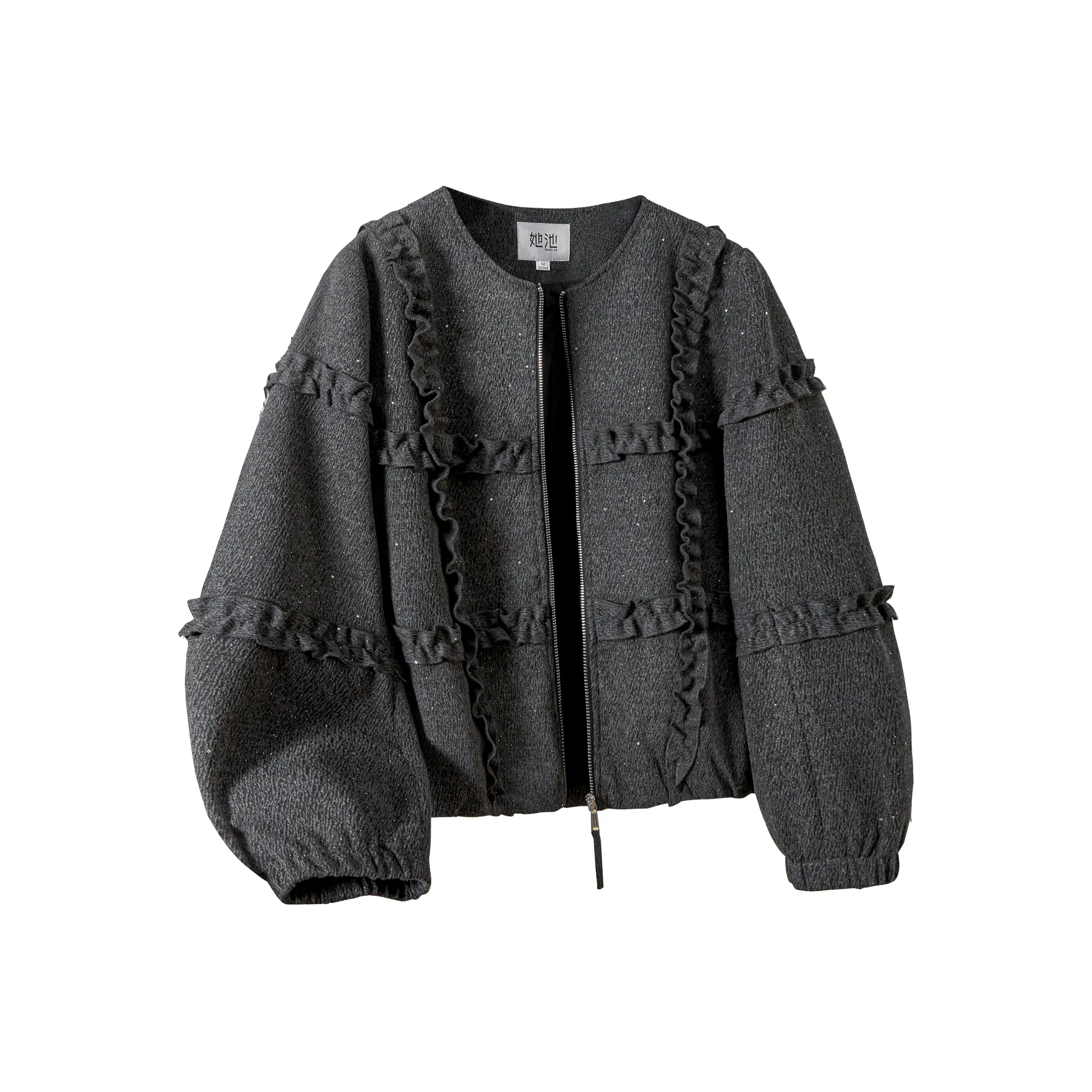 TOUCH Cropped Coat Women's Black Gray TOUCH Укороченное пальто женское черное серое