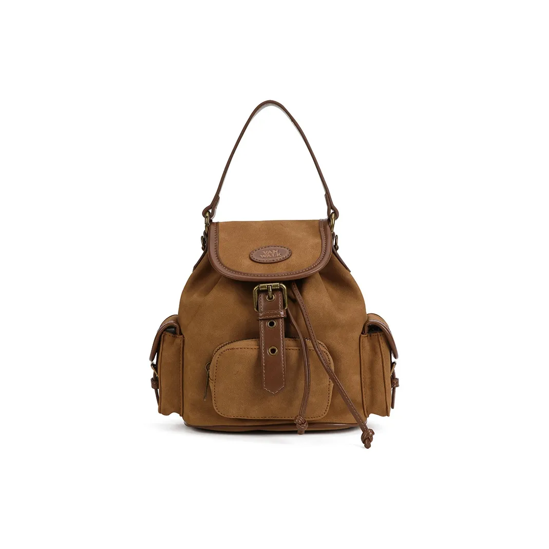 VANWALK ПУ (полиуретан) Рюкзак Мини Женский Какао-коричневый Кремовый белый