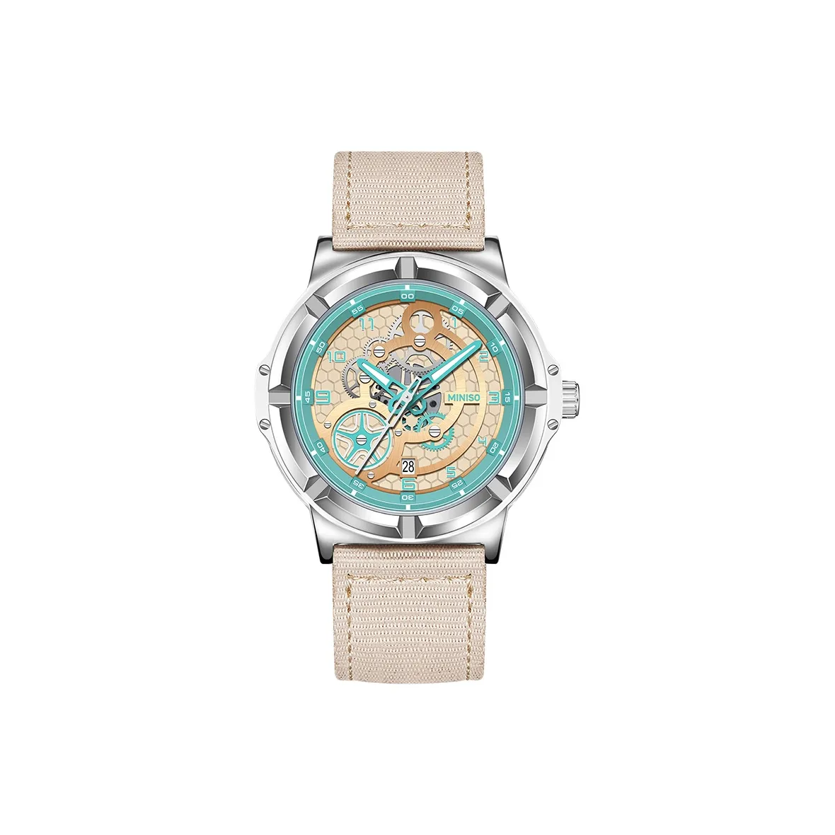 Miniso Кварцевый механизм нейлоновый ремешок унисекс синий циферблат