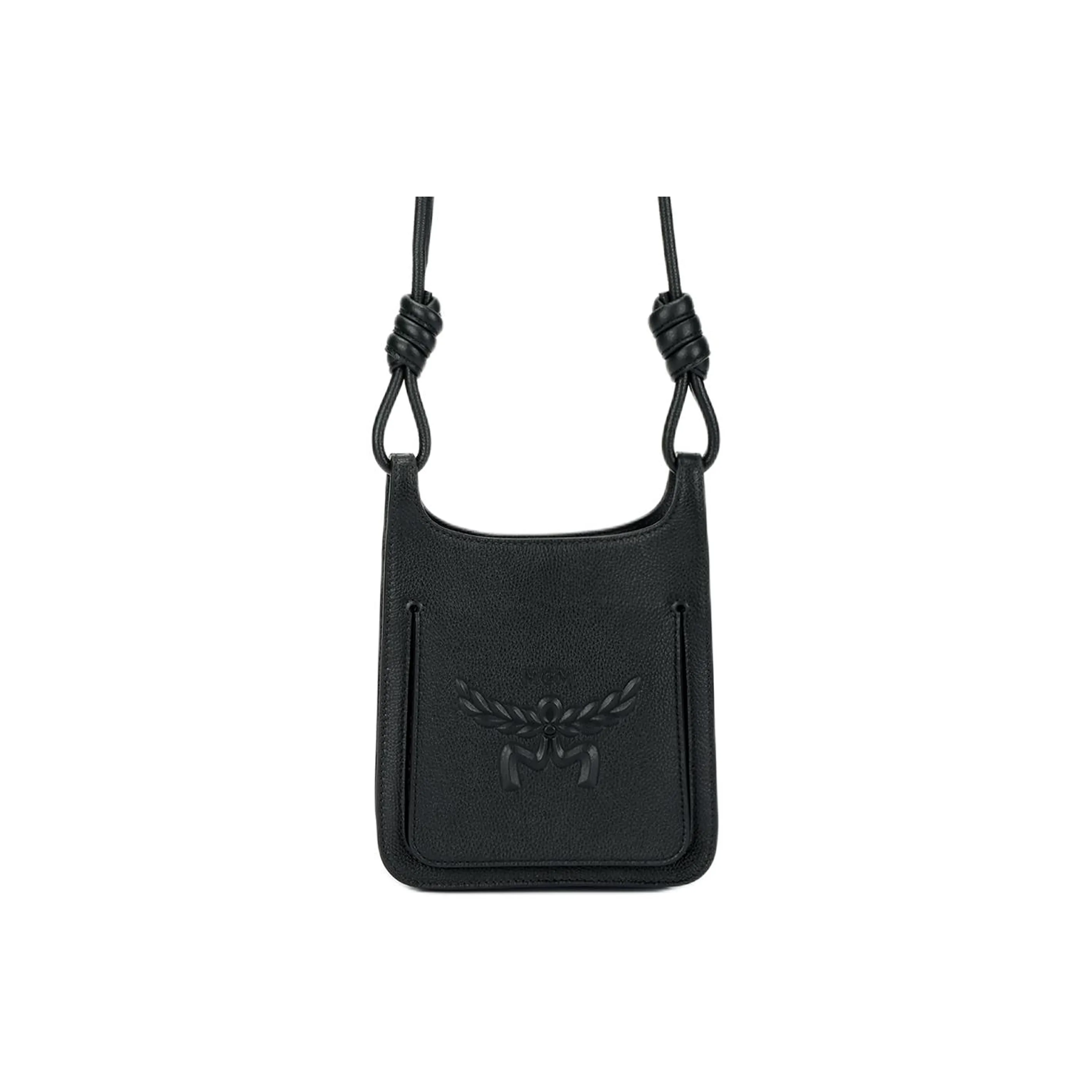 MCM Тисненая кожа Сумка через плечо Сумка на плечо Большая Унисекс Черная