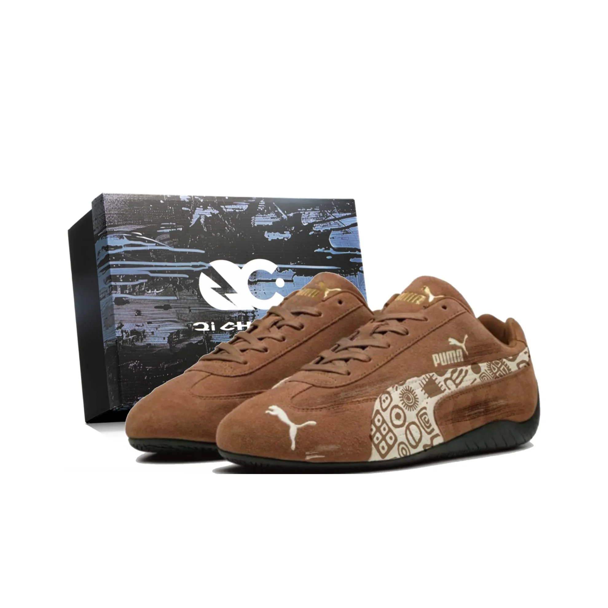 PUMA Speedcat Collection Maca Печенье Коробка Амортизация Износостойкий Низкий Топ Повседневная Обувь Унисекс Коричневый