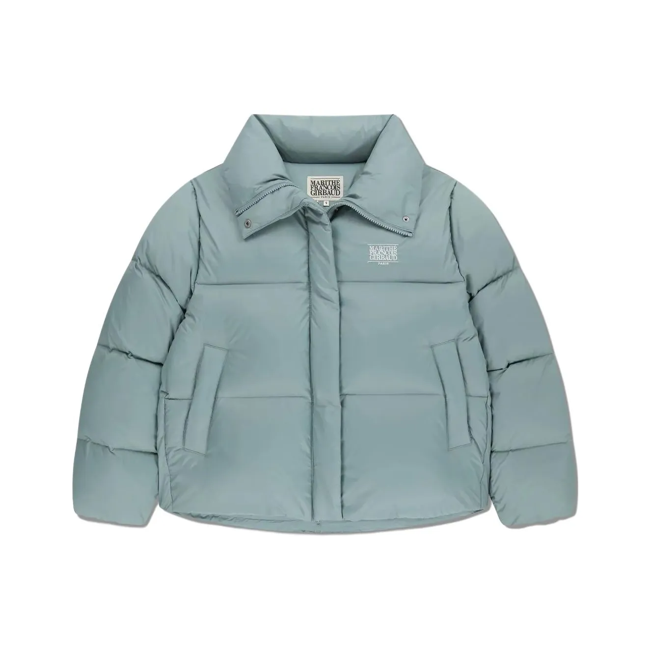 Marithe Francois Girbaud Classic Logo Широкий Ожерелье-чокер Пуховик Серо-голубой Пальто Женское