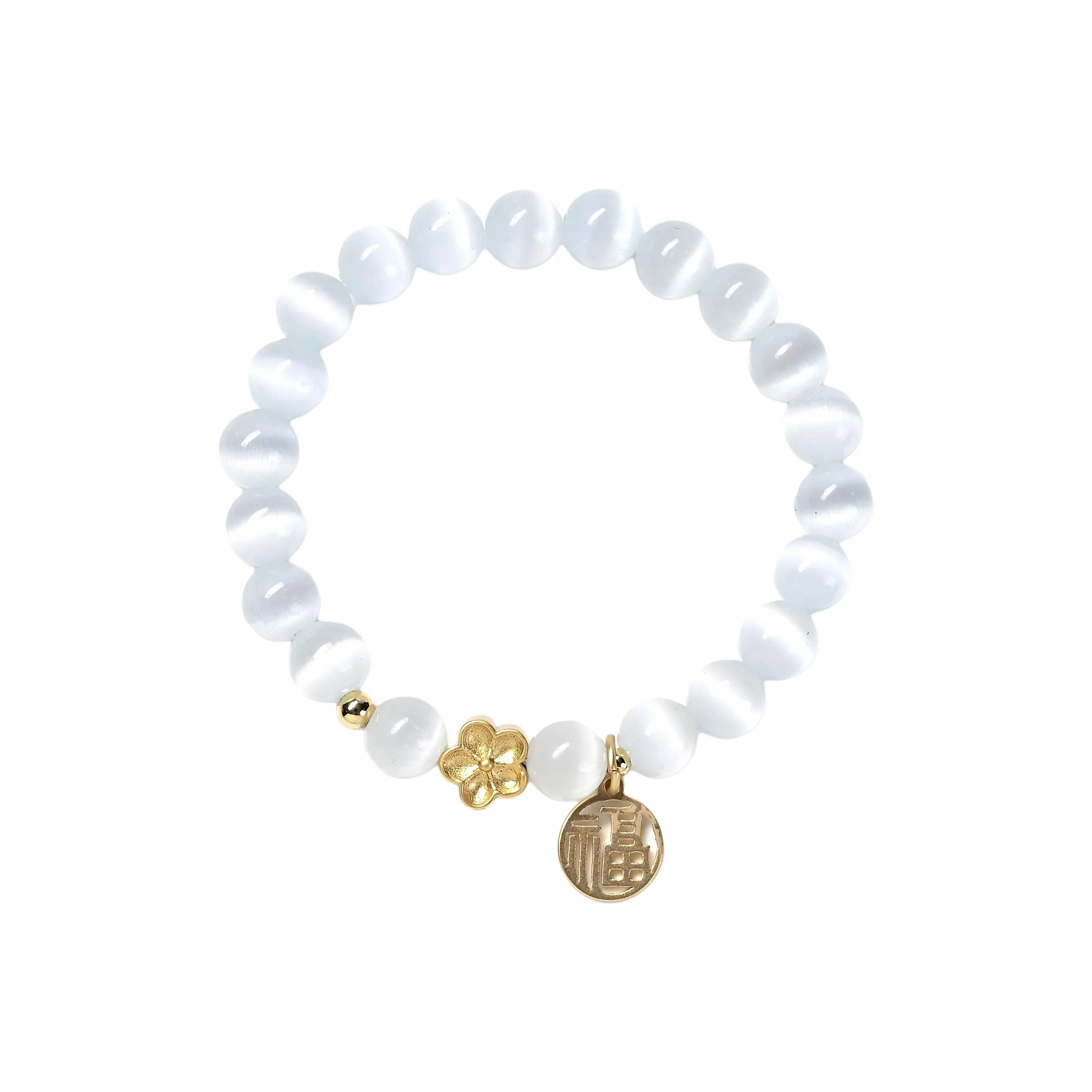 Abby's Wonderland Стекло Кошачий глаз Нефритовые браслеты Унисекс