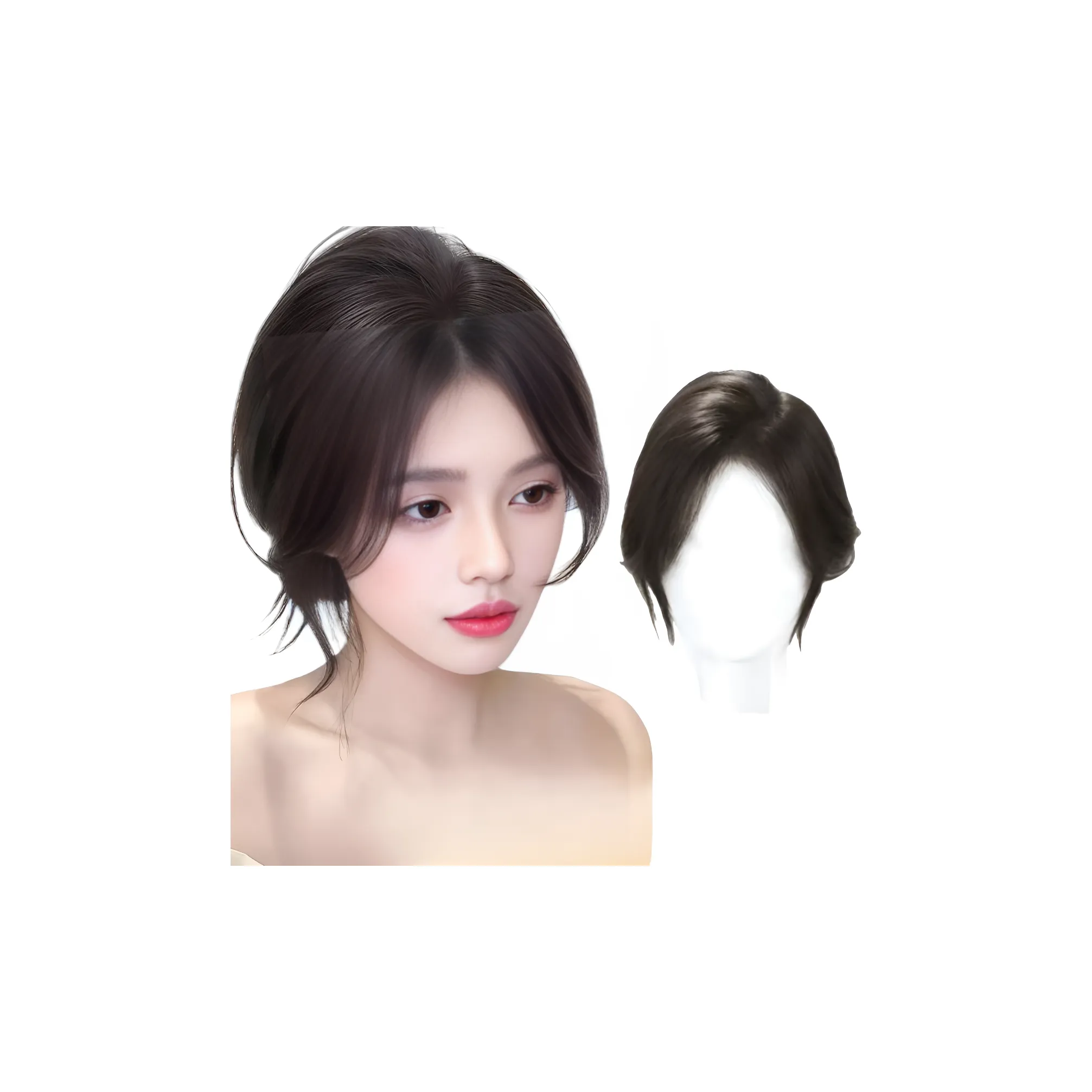 Mousse Na Женская парик с боковой разделкой для увеличения объема натуральные волосы для покрытия серых волос естественный легкий бесшовный человеческие волосы