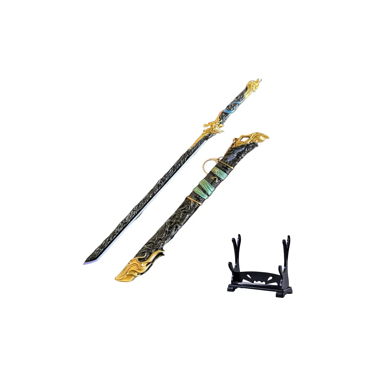 Oloy Черный Золотой Ancient Sword Tang Heng Dao Стильный и Cool Collection Украшение Сувениры и украшения Статический моделизм