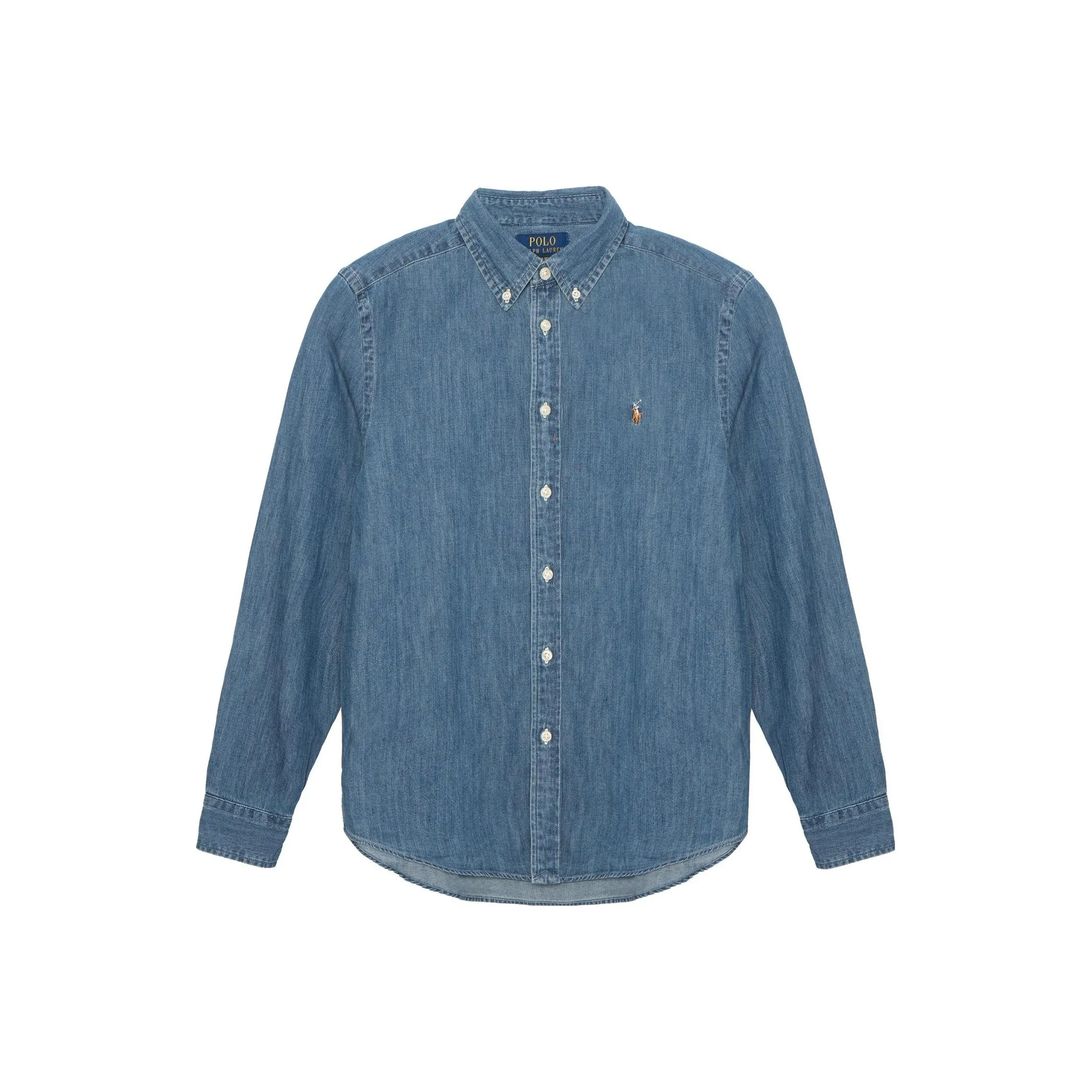 Polo Ralph Lauren Однотонная рубашка весенне-осенняя для детей синяя