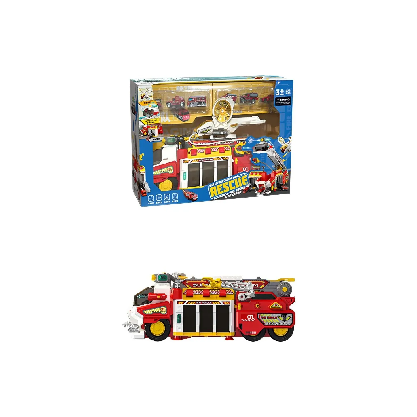 YUERBAO Спасательный Пламя Грузовик Большой Полицейская Машина Сплав Звук и Светлая Вода Пушка Дорожка Образовательная Игрушка Парусный Самолет Игрушка