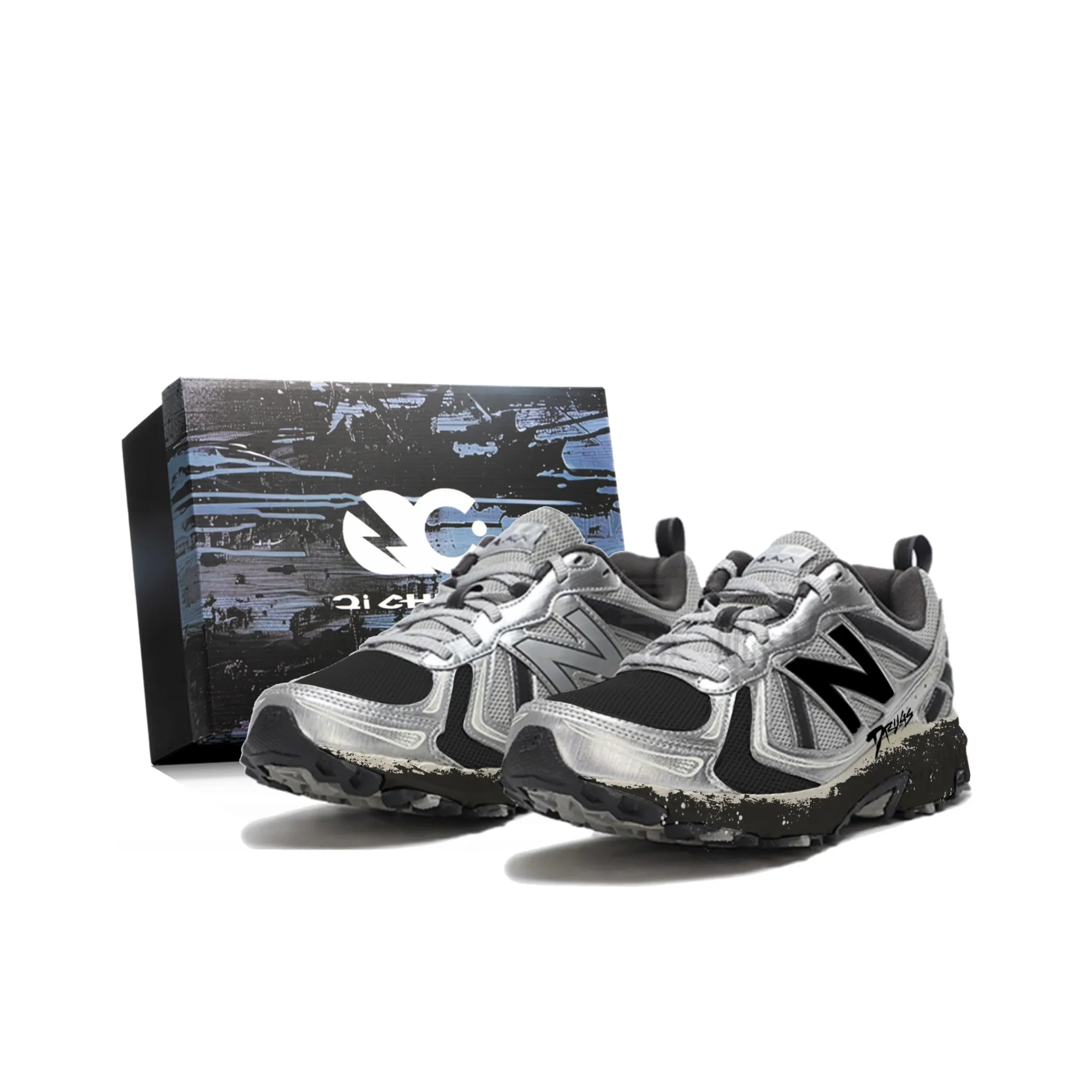 New Balance NB 410 V5 Амортизация Устойчивость к истиранию Дышащие Низкие Кроссовки для бега Унисекс Серебристо-черные