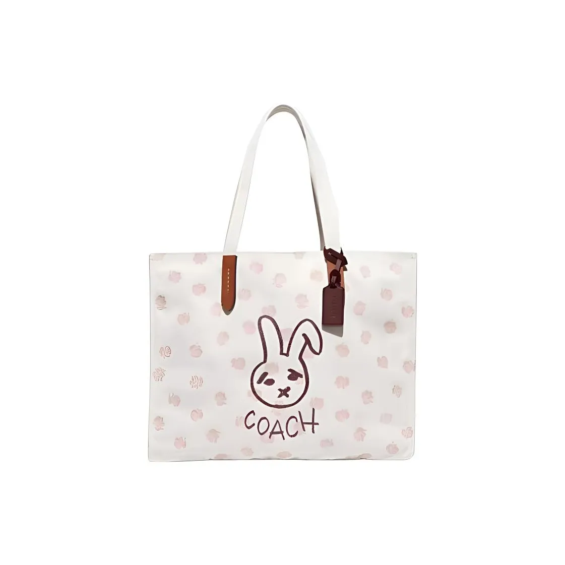 COACH Переработанный холст с переработанной кожей сумка на плечо большой женский белый