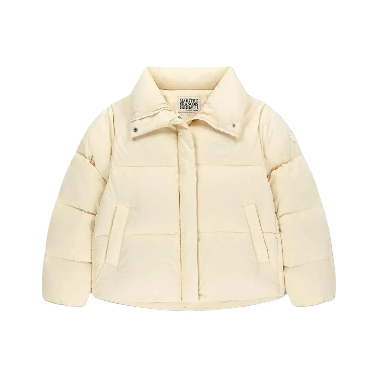 Marithe Francois Girbaud Classic Logo Широкий Ожерелье-чокер Пуховик Кремовый Пальто Женское