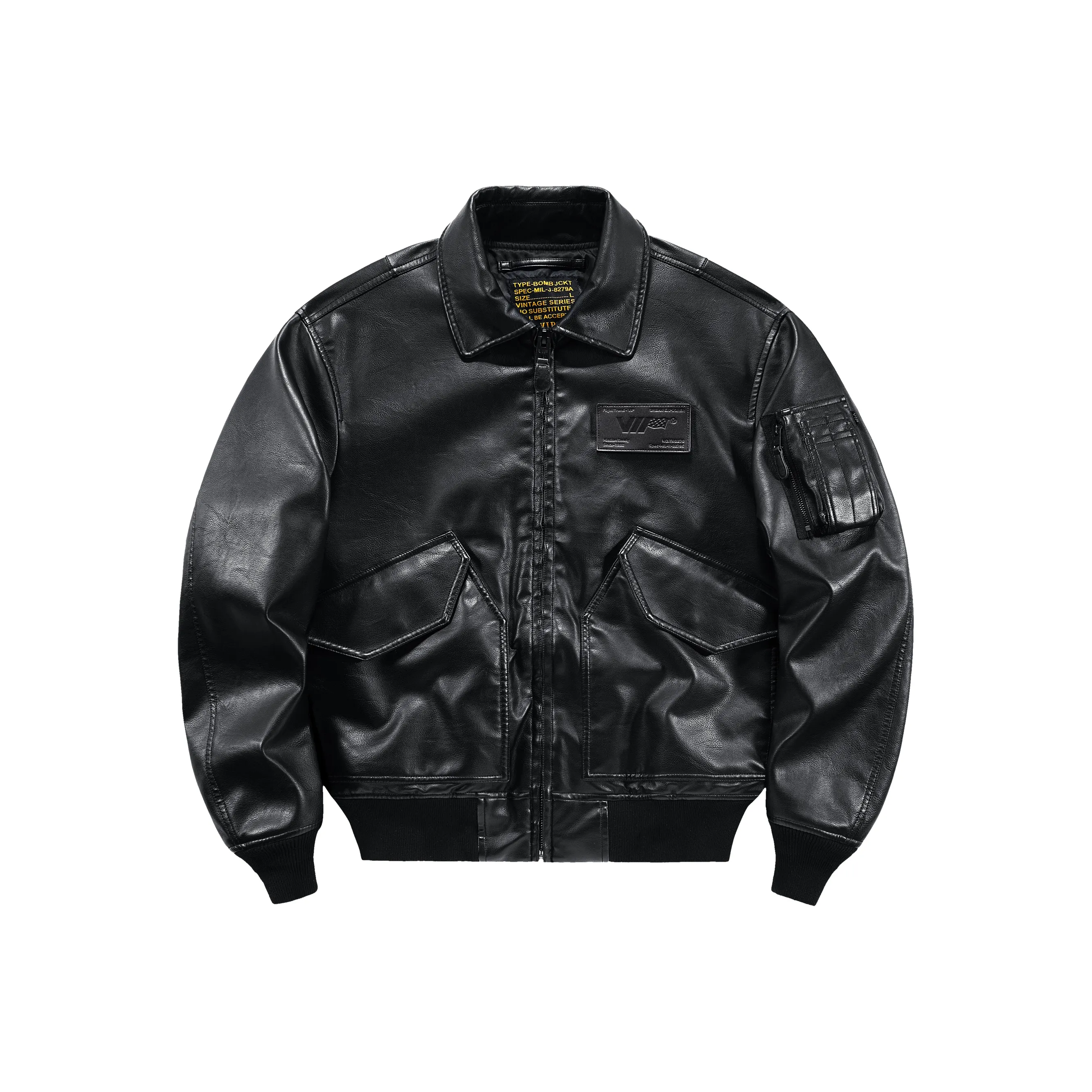 VIP Искусственная кожа Куртка Унисекс Черный