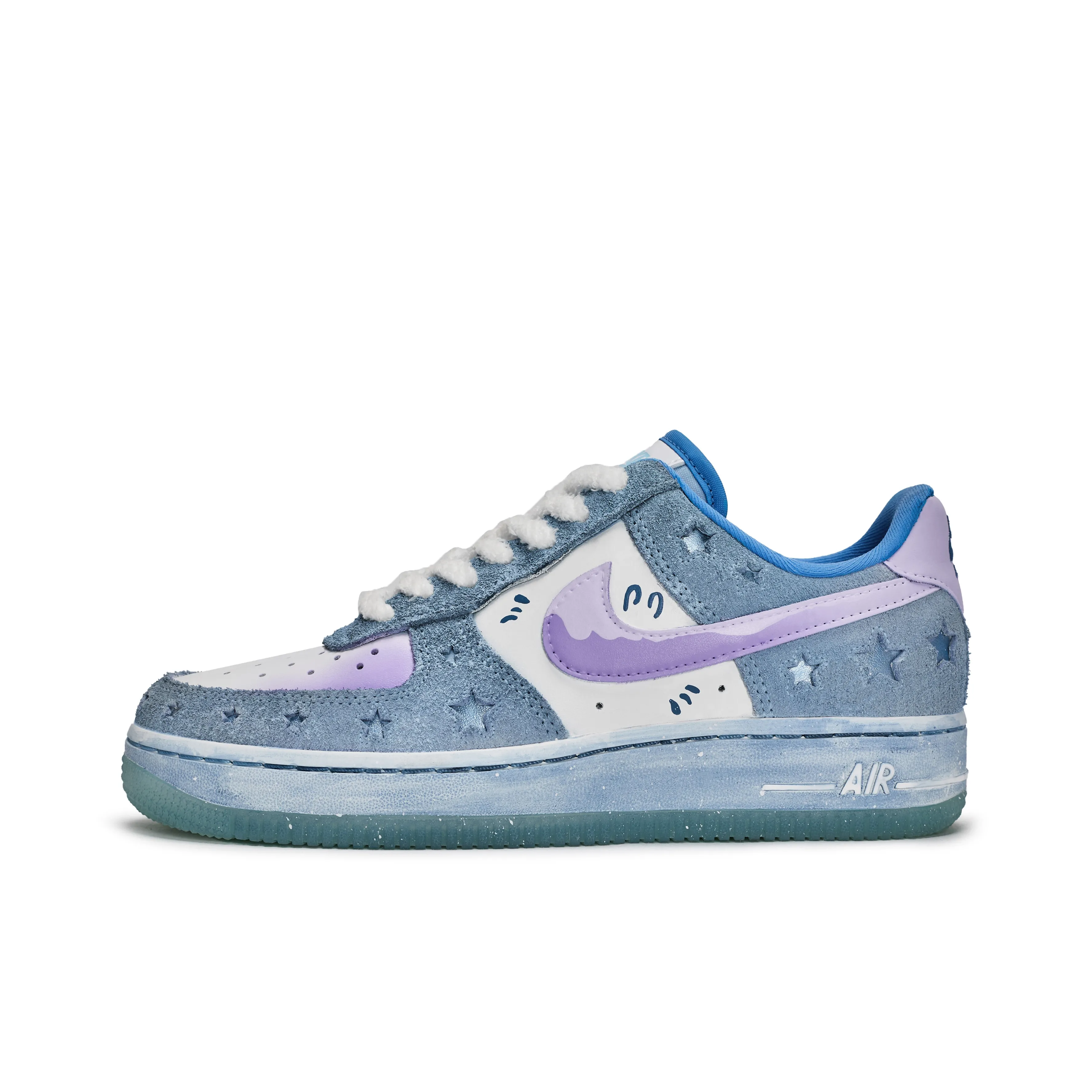 Nike Air Force 1 REGO Hot Dog Xingfu Bunny Low Top Скейтборд Кроссовки Женские Синий Фиолетовый
