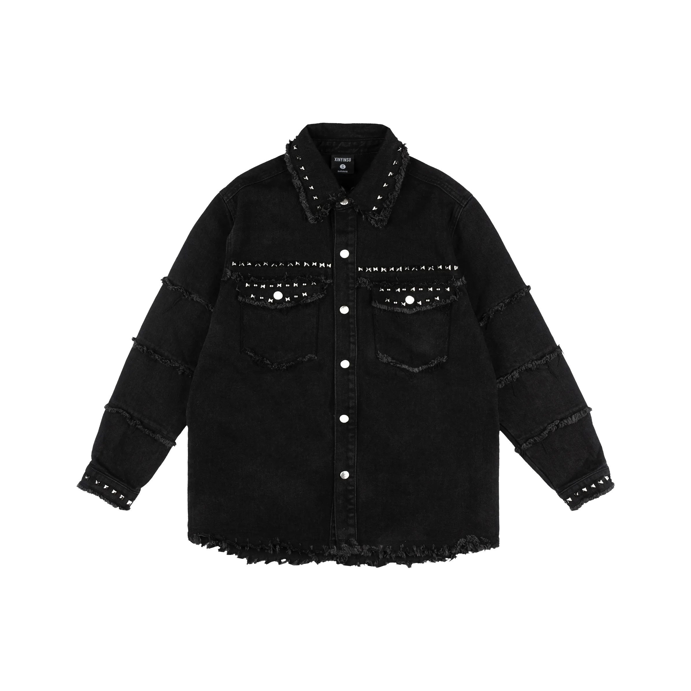 XINYINSU Denim Jacket Unisex Black XINYINSU Деним Куртка Унисекс Черный