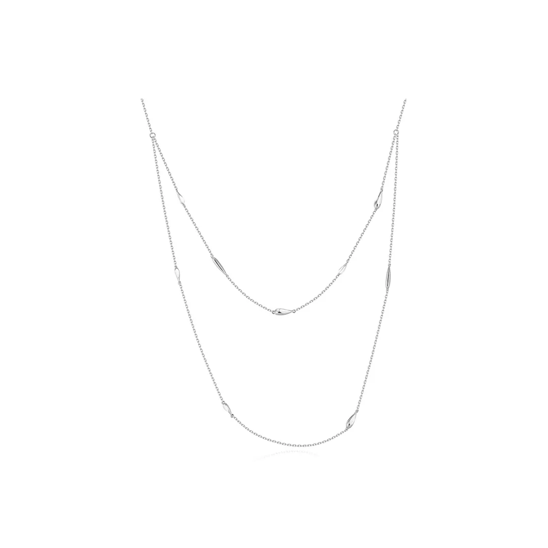 Retro Chic Латунь с покрытием белый золото многослойное ожерелье Tears женское