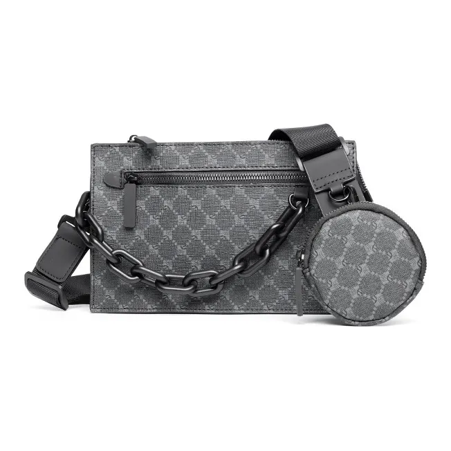 KONADCT Синтетическая кожа сумка через плечо стандартная мужская черный с узором