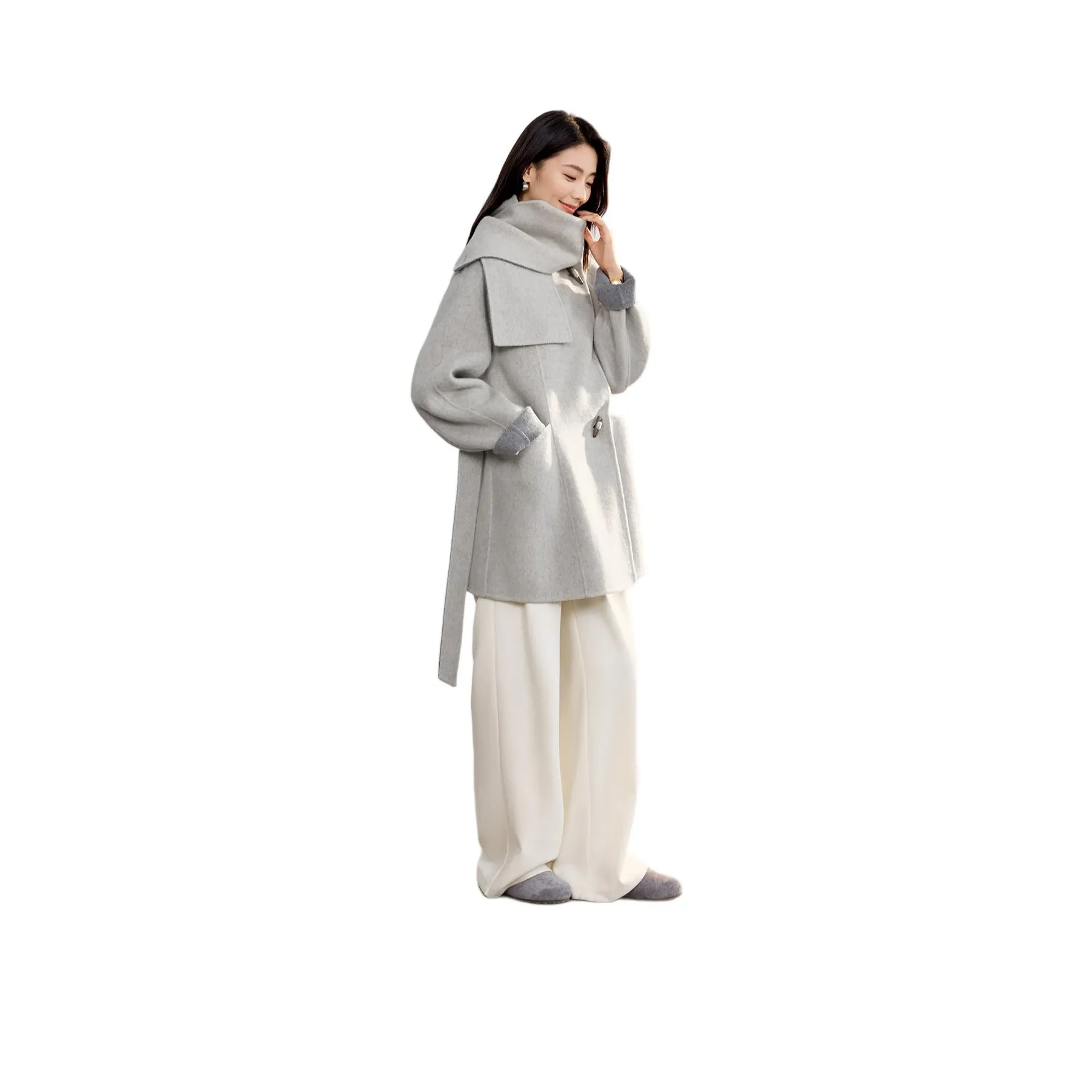 IHIMI Light Gray Women's Coat IHIMI Светло-серый женский пальто