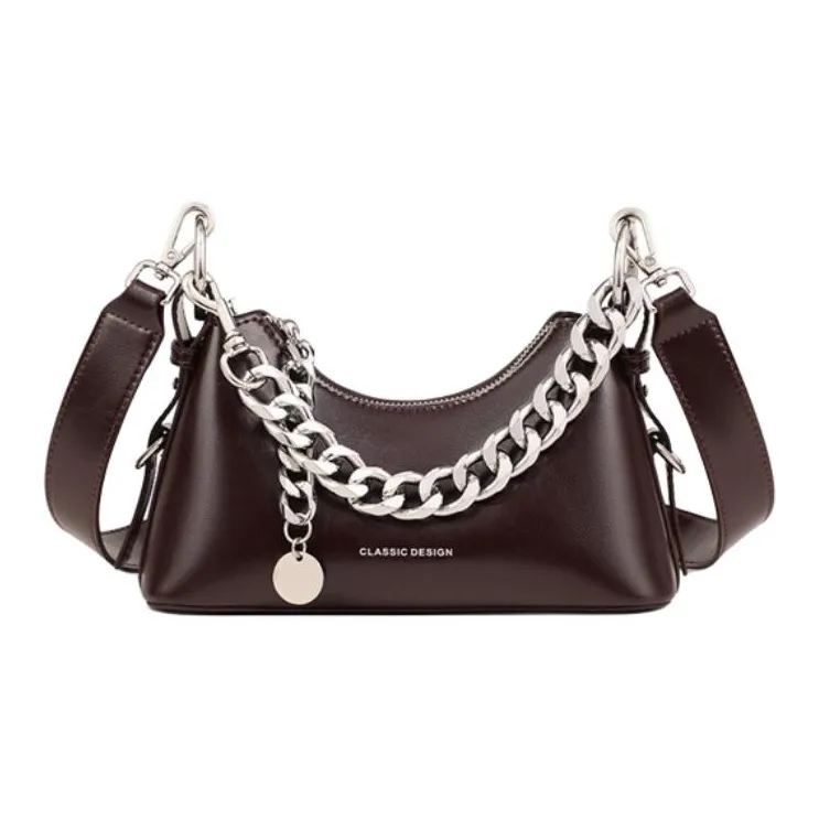 OUBOTE Сумка через плечо из коровьей кожи стандартная женская винно-кофейного цвета