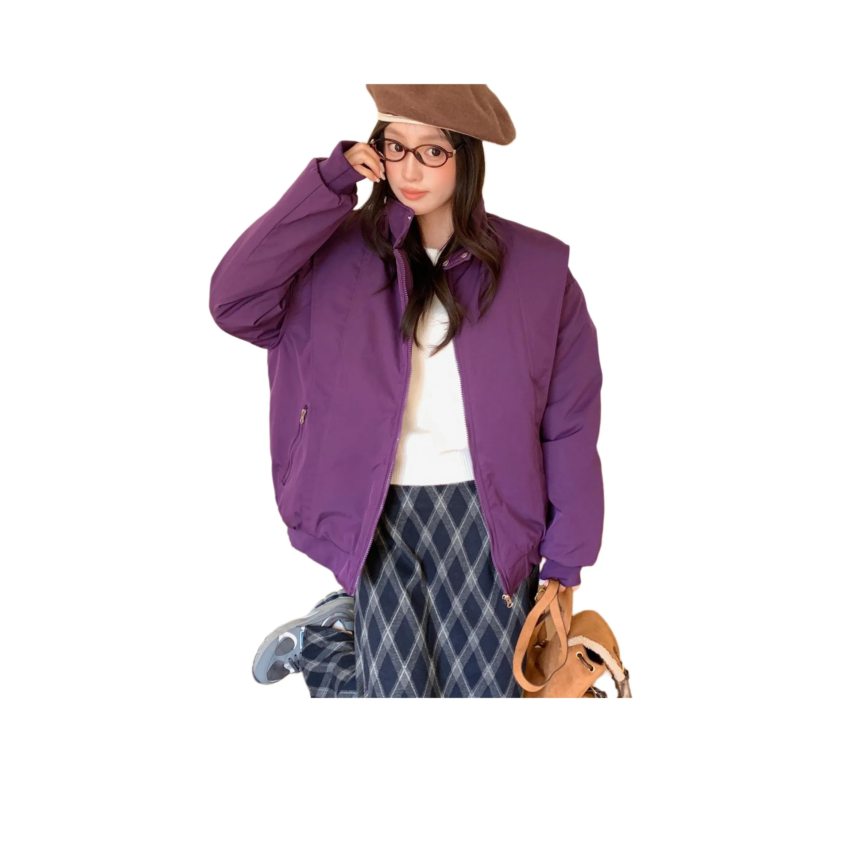 OURUOKE Фиолетовый Женские пуховики