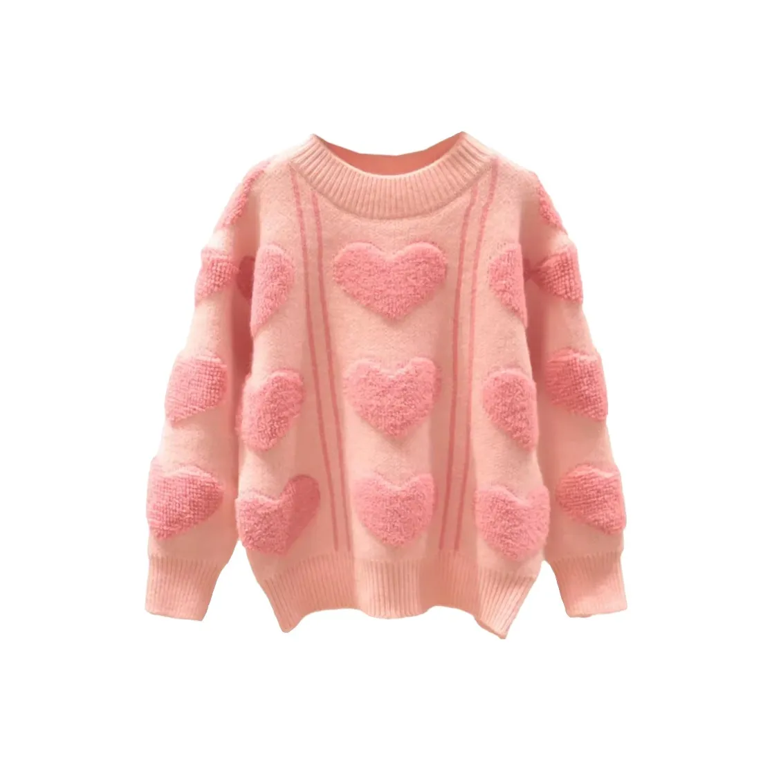 Chiaus Girls Heart Свитер Круглый вырез Вязаная модель Свитер Детский