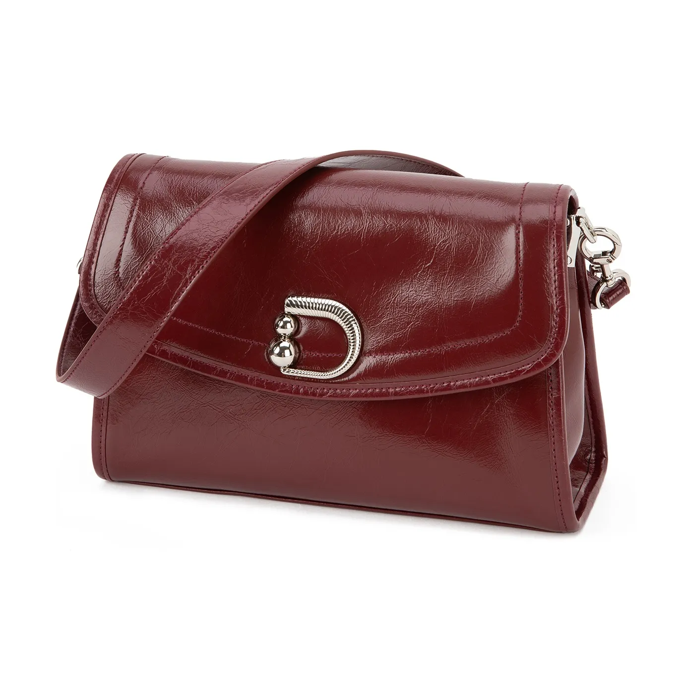 VENOF Первый слой Масляный воск Коровья кожа Сумка на плечо Женская Анкора красный