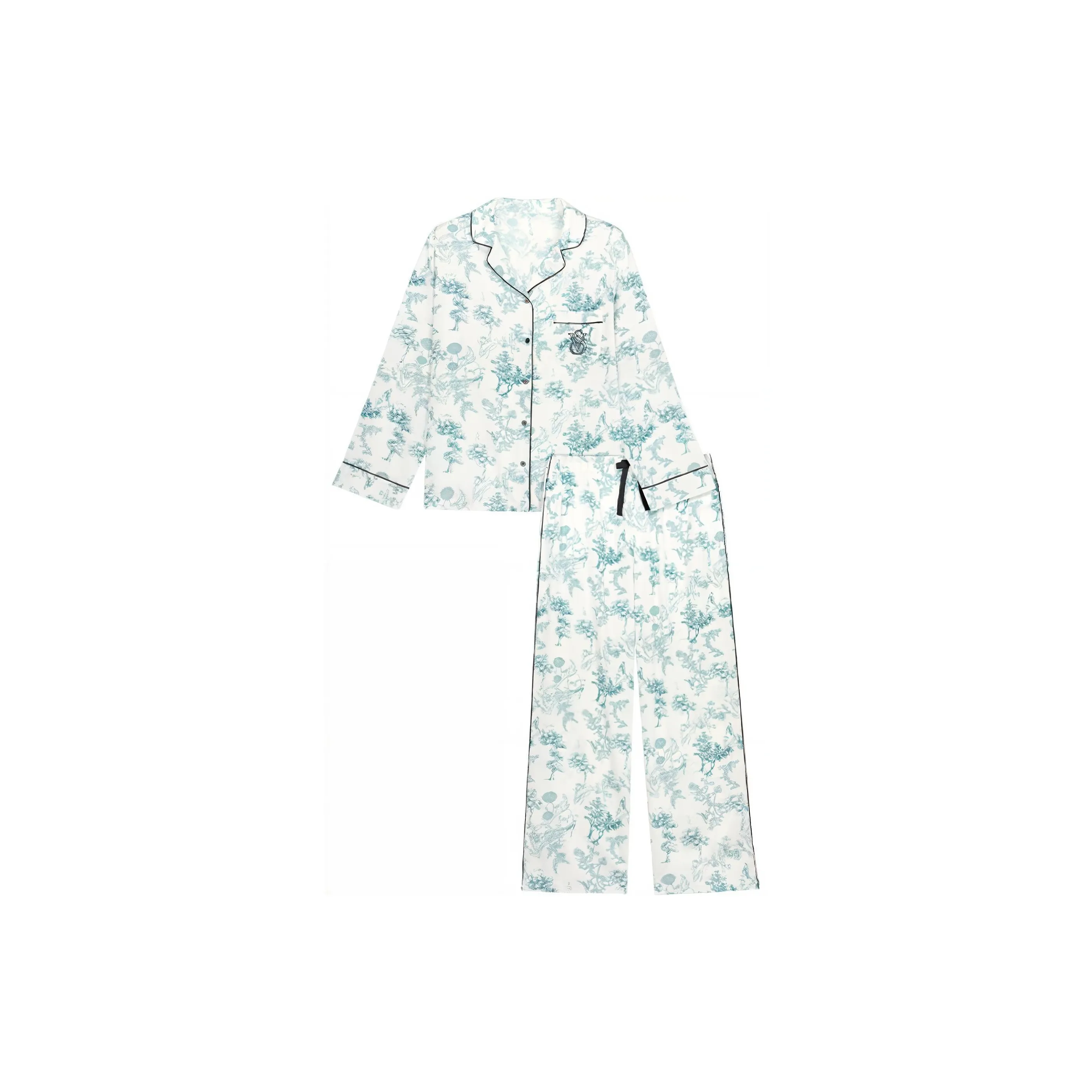 Victoria's Secret Pajama Комплект Утонченный С принтом шелковистый дружественный к коже элегантный синий женский