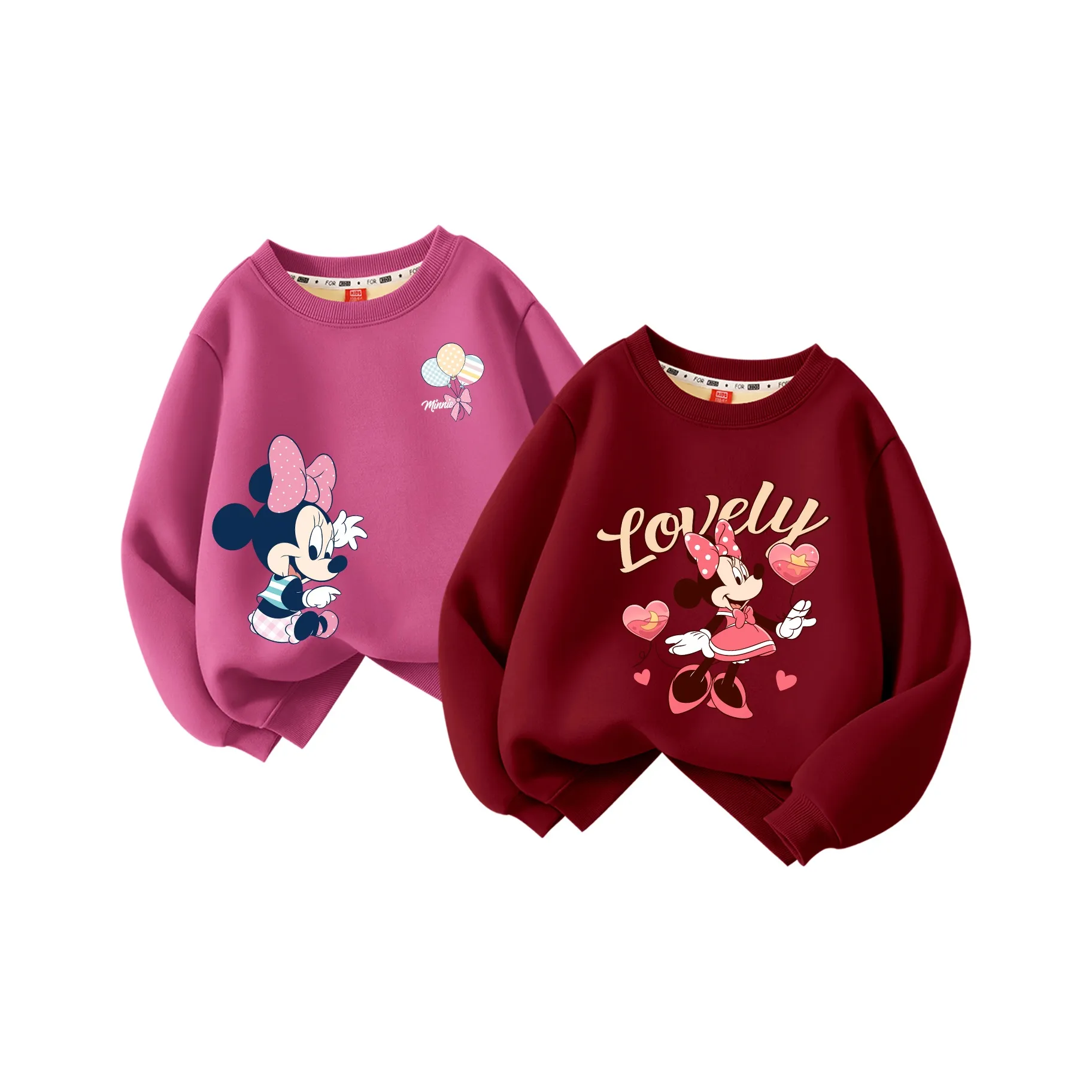 Disney [Утолщенный и с флисовой подкладкой] Dile Play K Ягодно-красный + DI Звезда Баллоны Бургунди KIDS Свитшоты