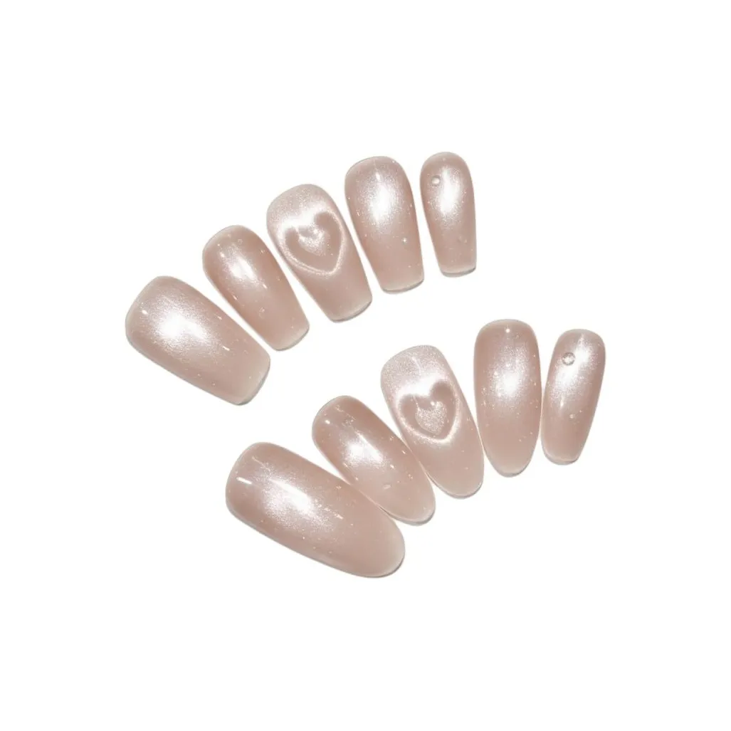 Fanze Beating Heart Кошачий глаз False Nail Средний LADDER And Короткий LADDER Телесный Однотонный Coquette 20mm