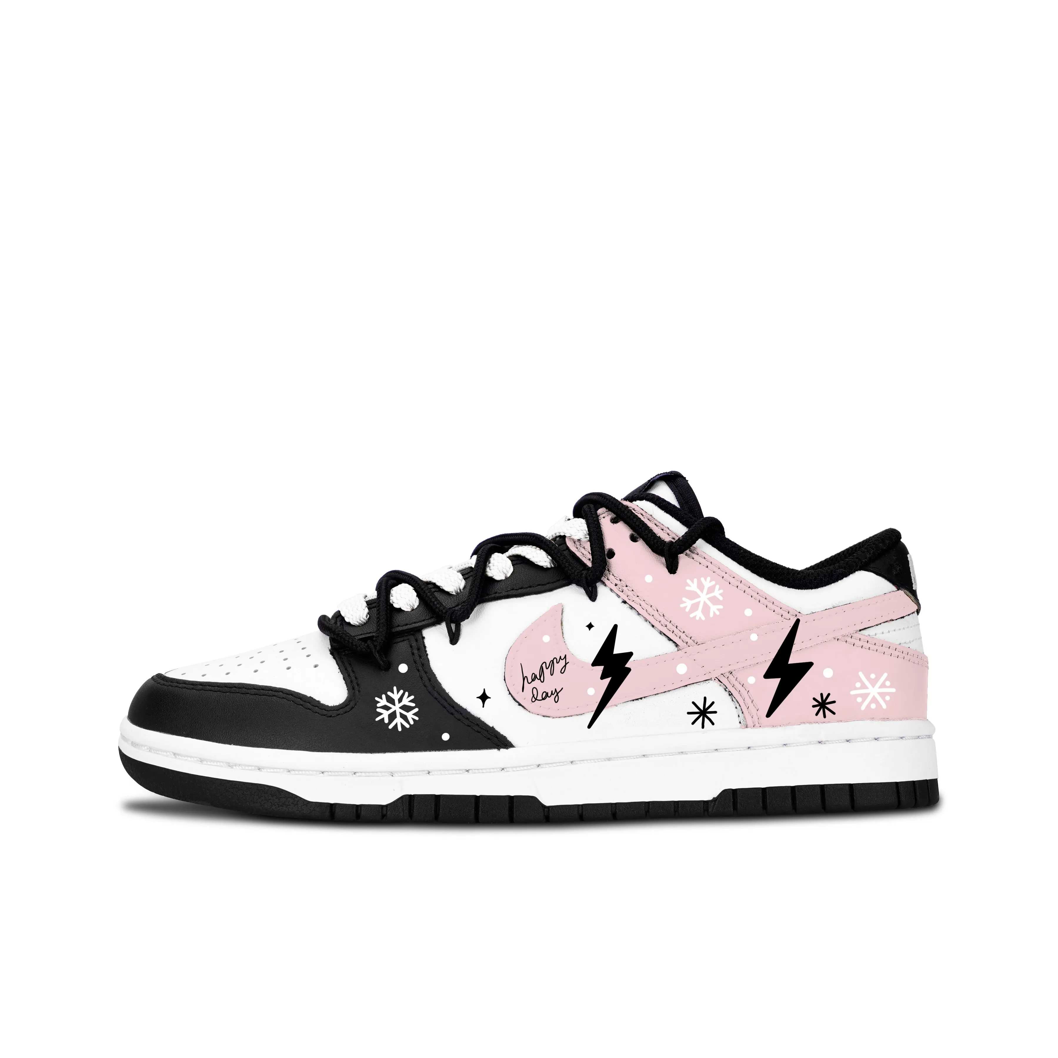 Nike Dunk Черный Белый Городской CHIC Стиль Зимний Устойчивый к абразиву Низкий Топ Скейтборд Кроссовки Унисекс Розовый