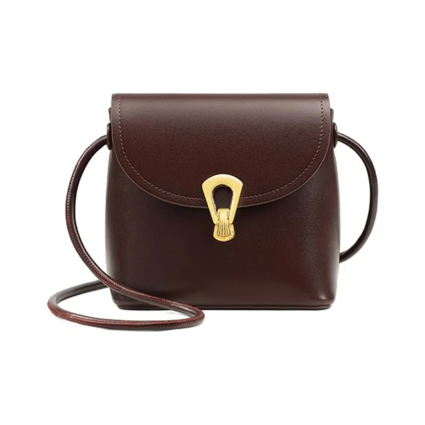 Younger Song Коровья кожа Сумка через плечо Стандартная Женская Винный Кофейный