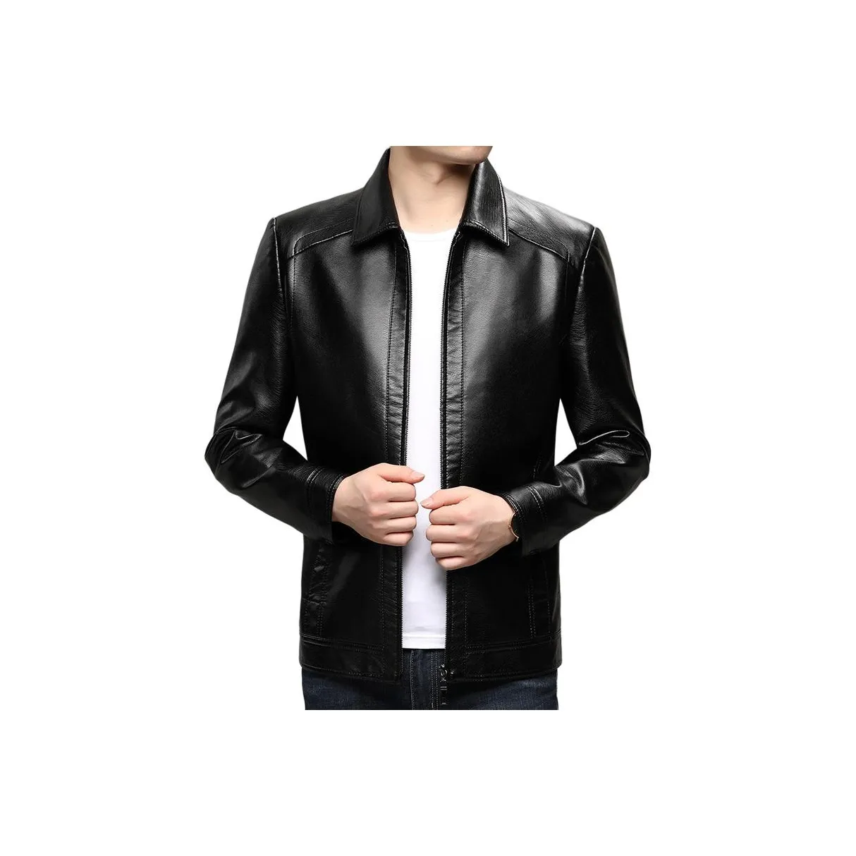 27DESHENGHUO Кожаная куртка мужская