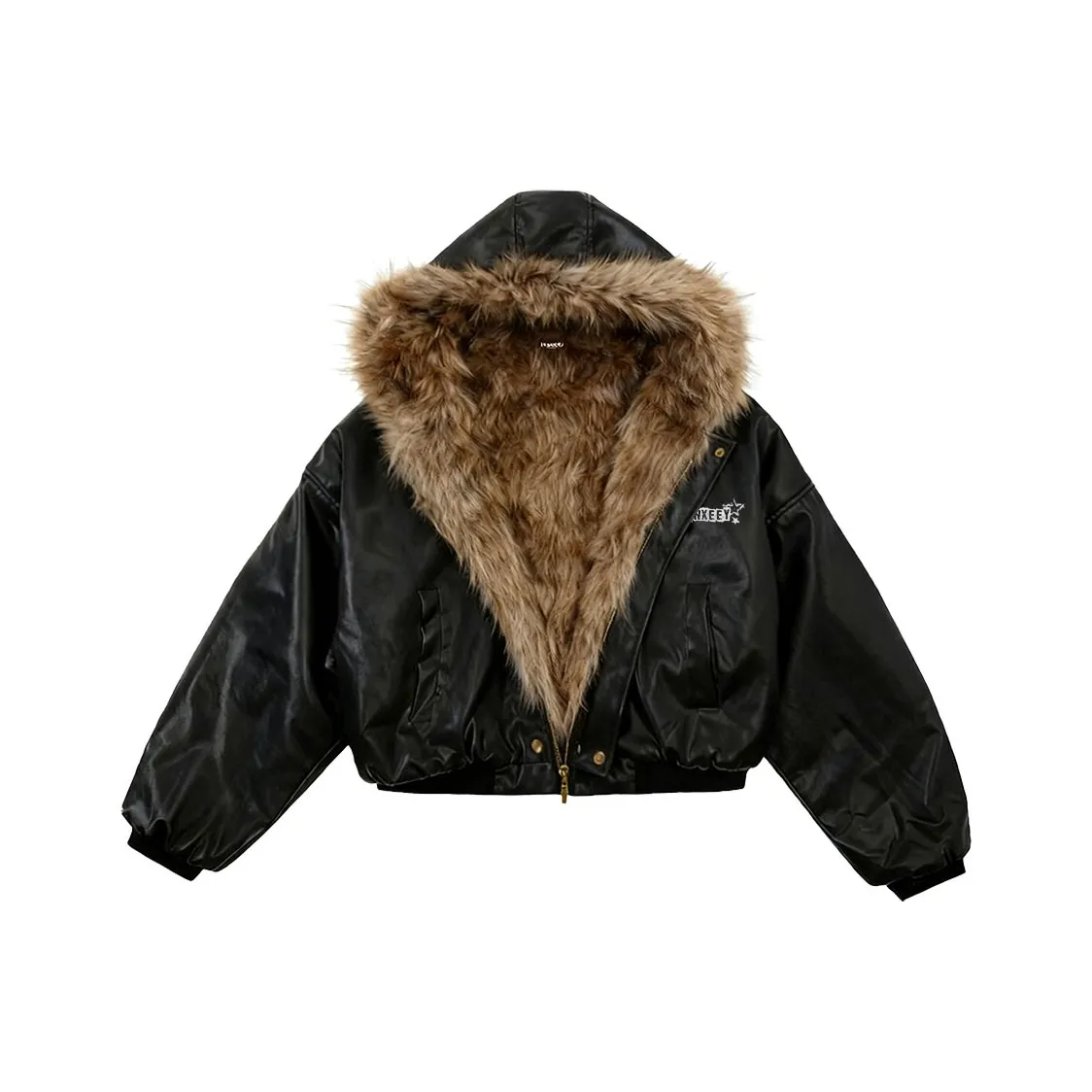 Qnxeey Черный Унисекс Кожаные куртки