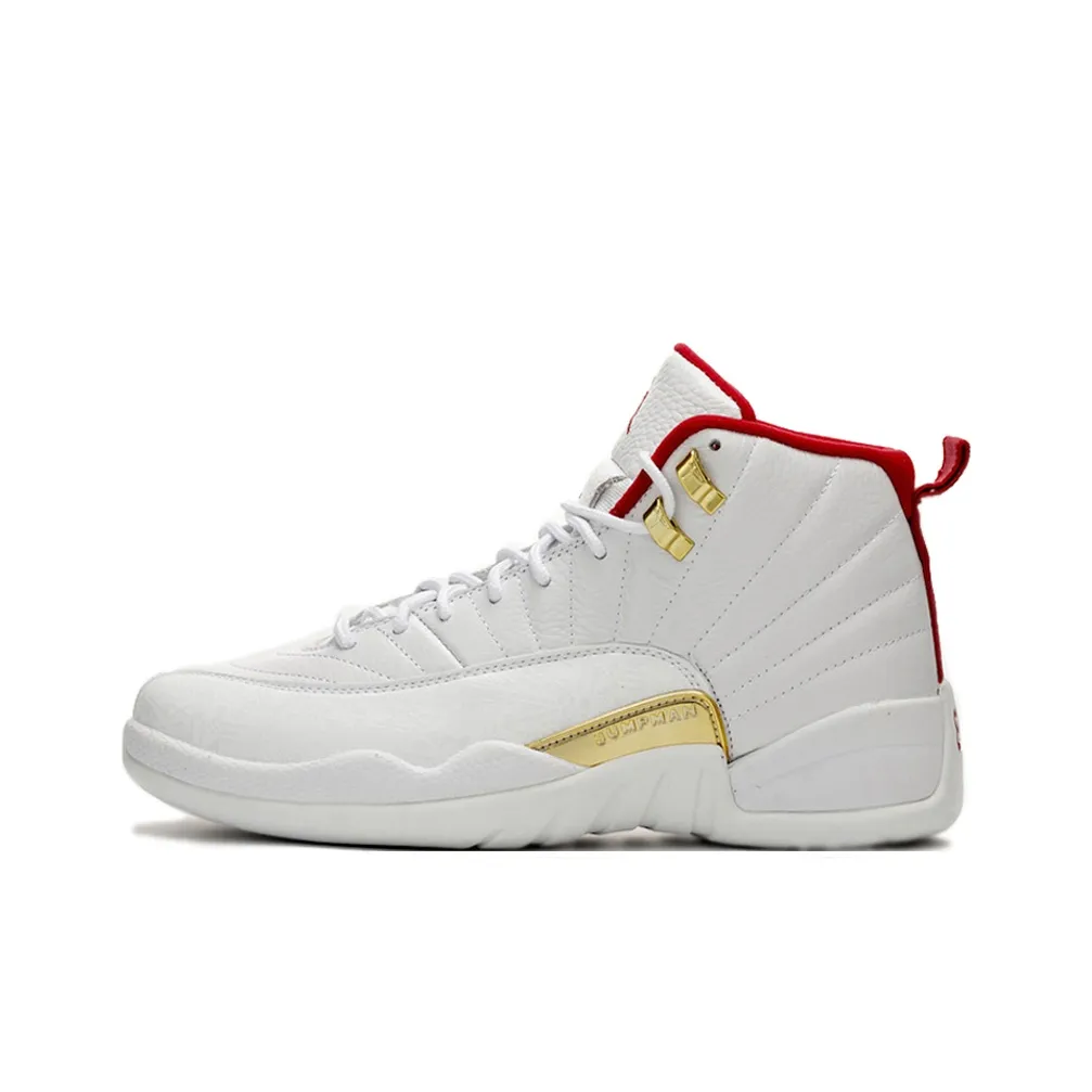 Jordan Air Jordan 12 Fiba High Top Винтажные баскетбольные кроссовки Мужские Белый Золото Выпуск 2019