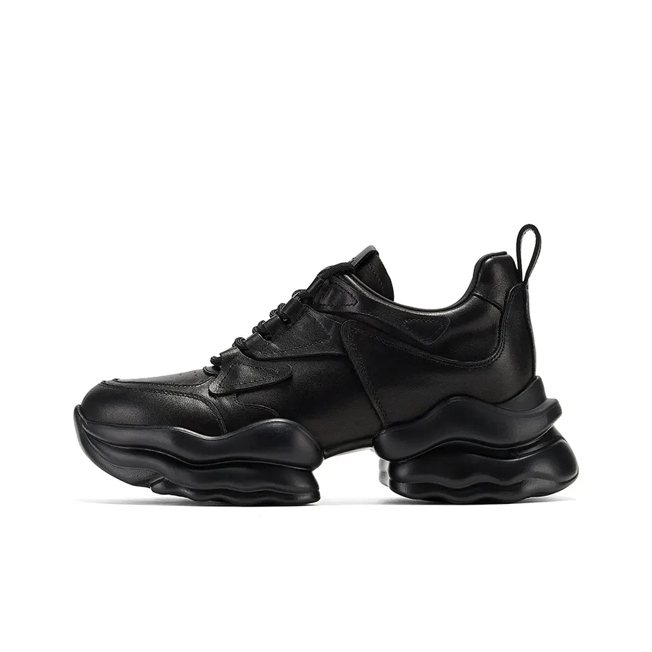 GG CC визуально увеличивает рост Низкий Топ Платформа Массивные Кроссовки Женские Черные