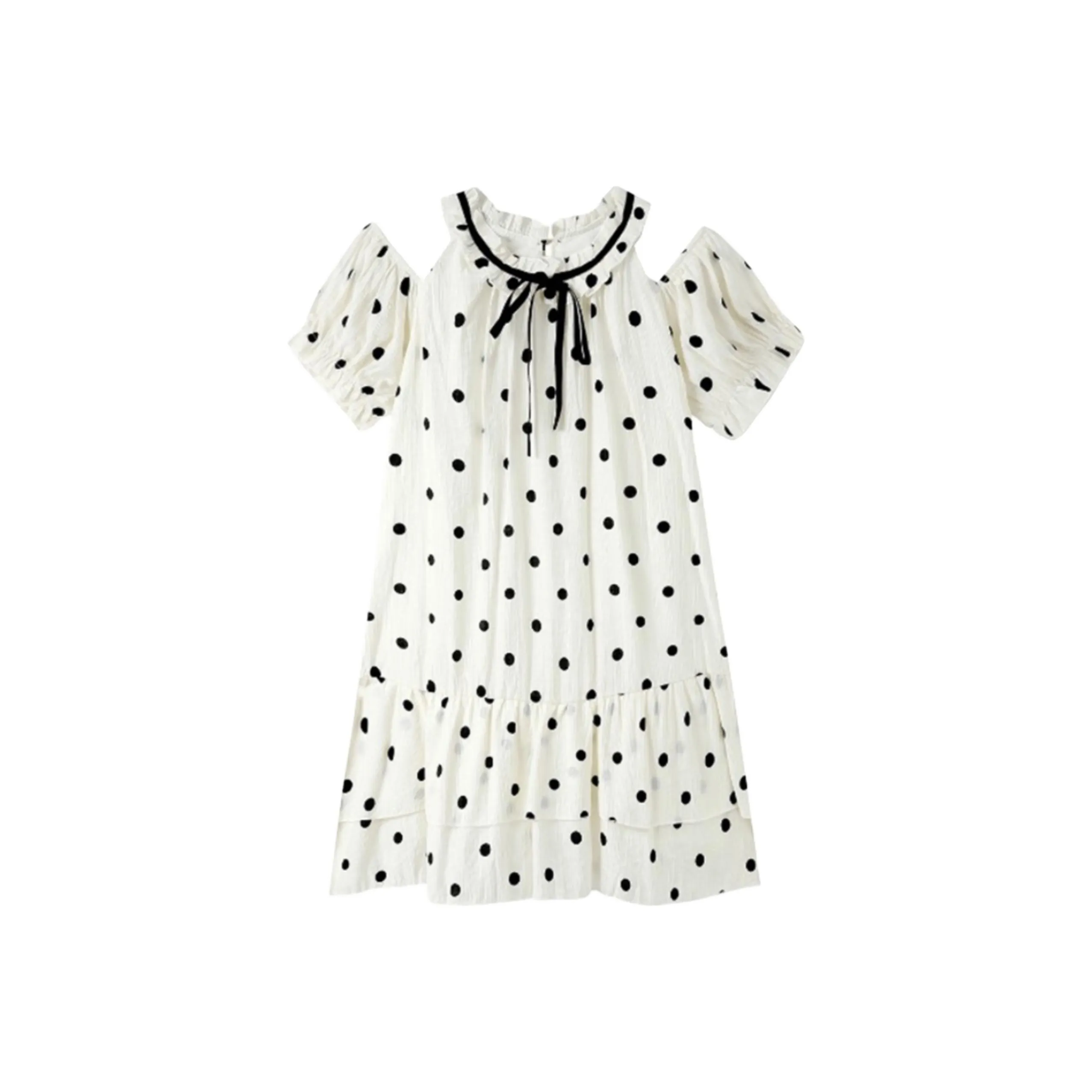 ACJL Petite Short Sleeved Polka Dot Elegance Puffed Dress Skirt Women's