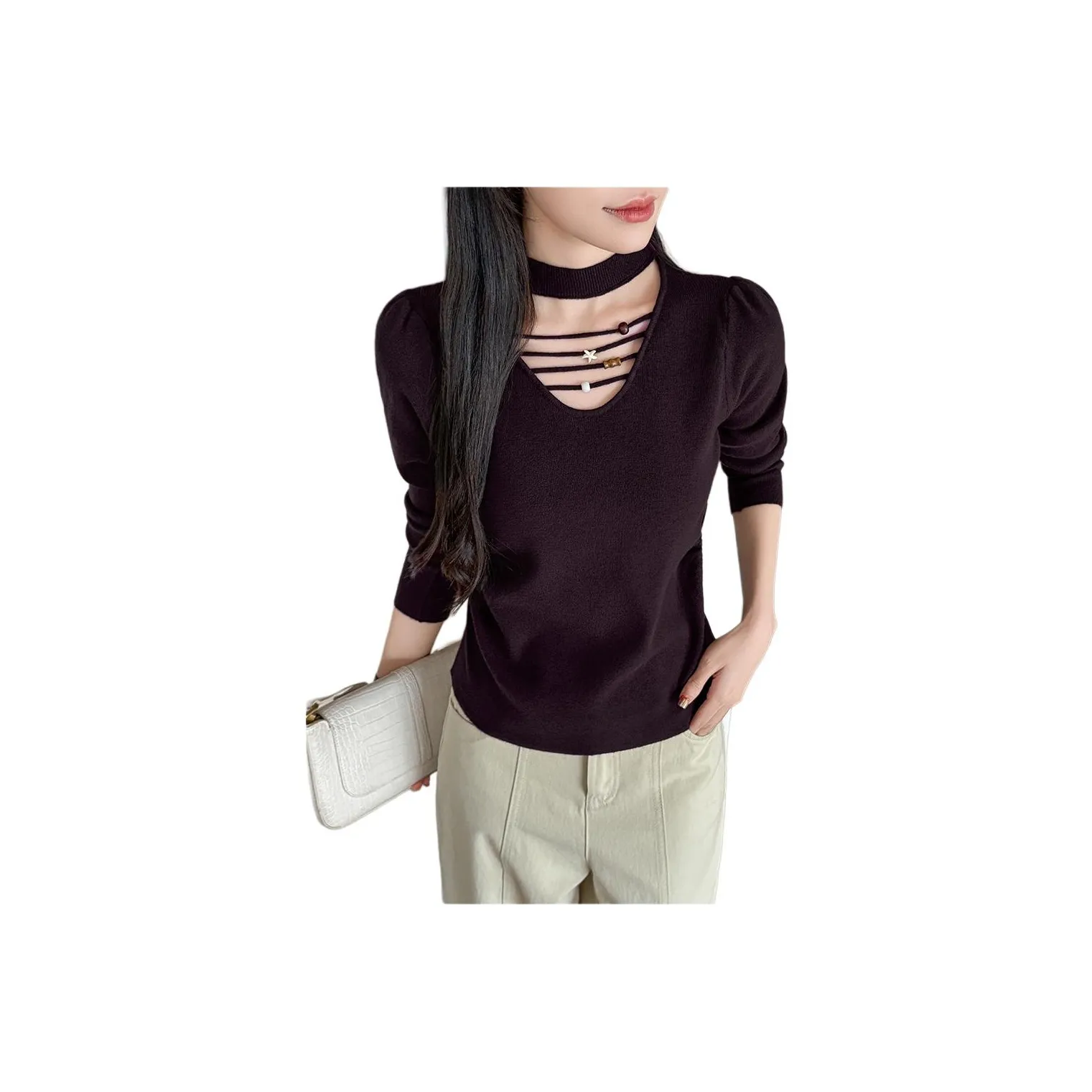 VENICEW Фиолетовый Включает V Бренд Наклейка Женские Трикотаж