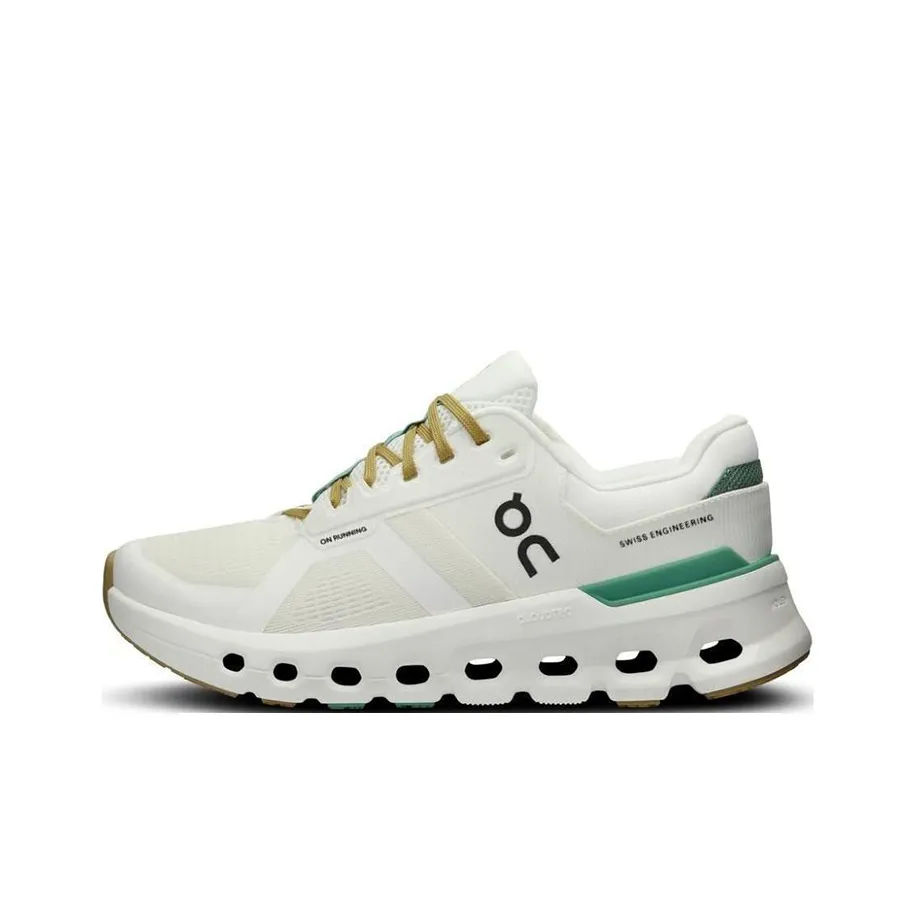 On Cloudrunner 2 Устойчивый к истиранию Дышащие Низкие Кроссовки для бега Женские Белые Бежевые