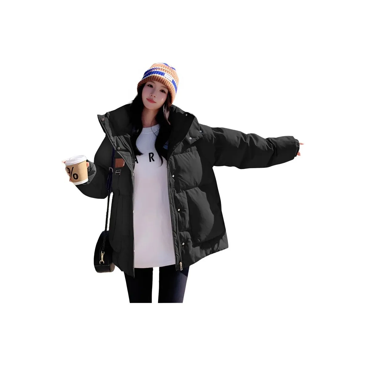 OURUOKE Черный Женский Пуховик