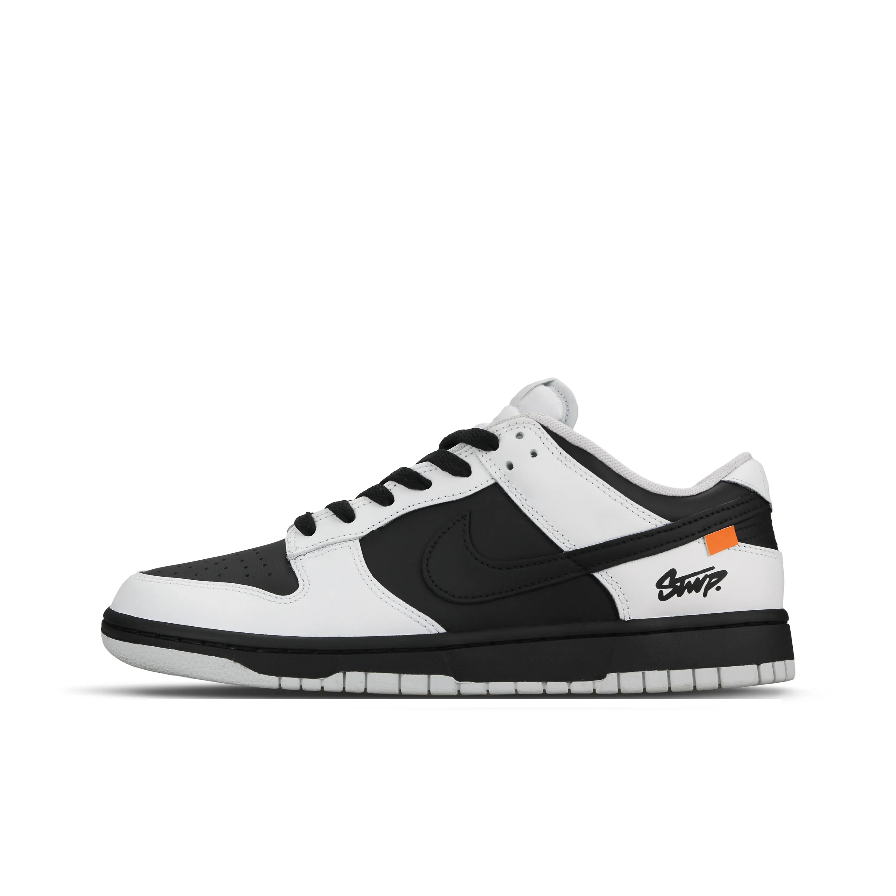 Nike Dunk Износостойкий и Легкий Низкий Топ Скейтборд Кроссовки Унисекс Черный Белый Оранжевый