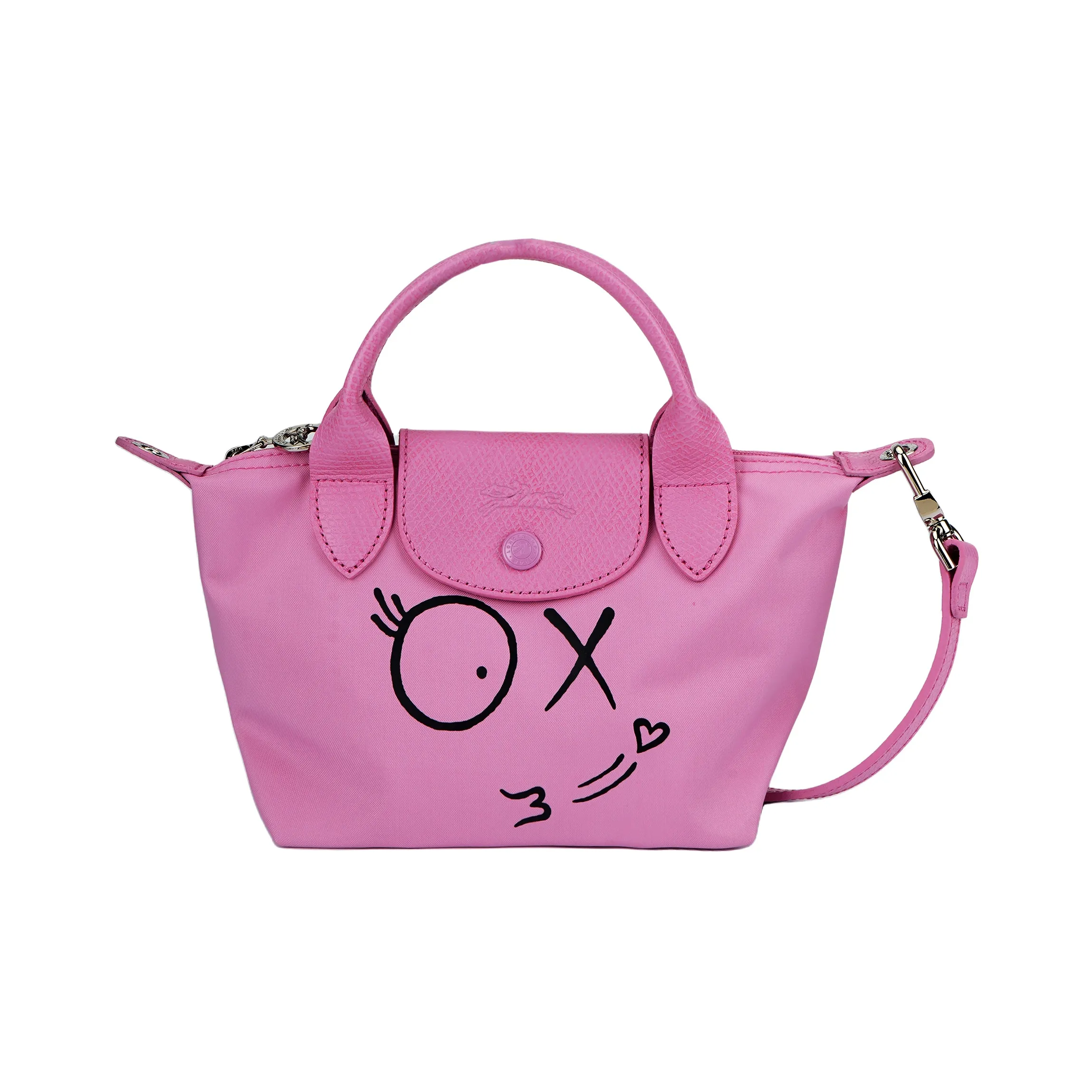 LONGCHAMP André Коллаборация Le Pliage Холст Сумка через плечо Сумка Мини Женская Розовая