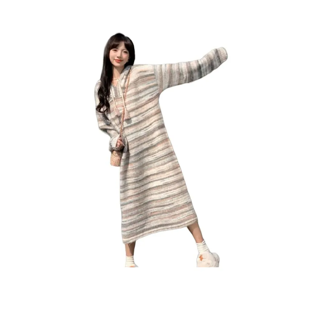 OURUOKE Длинное платье с длинными рукавами женское