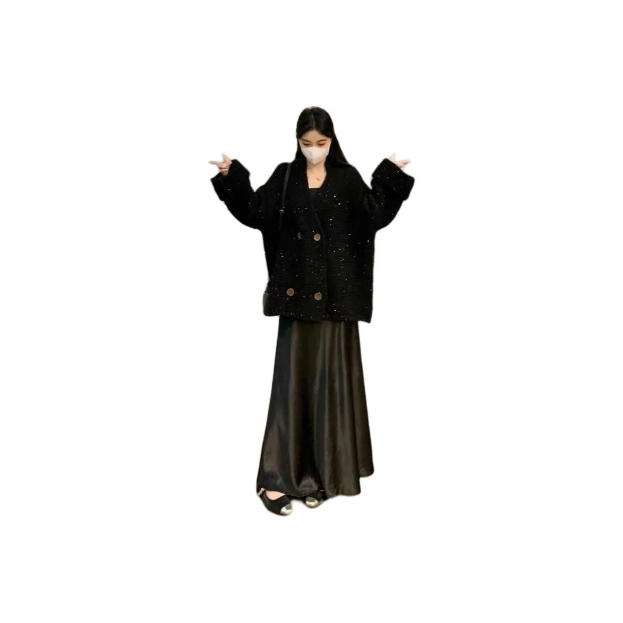 OURUOKE Длинное платье с длинными рукавами женское