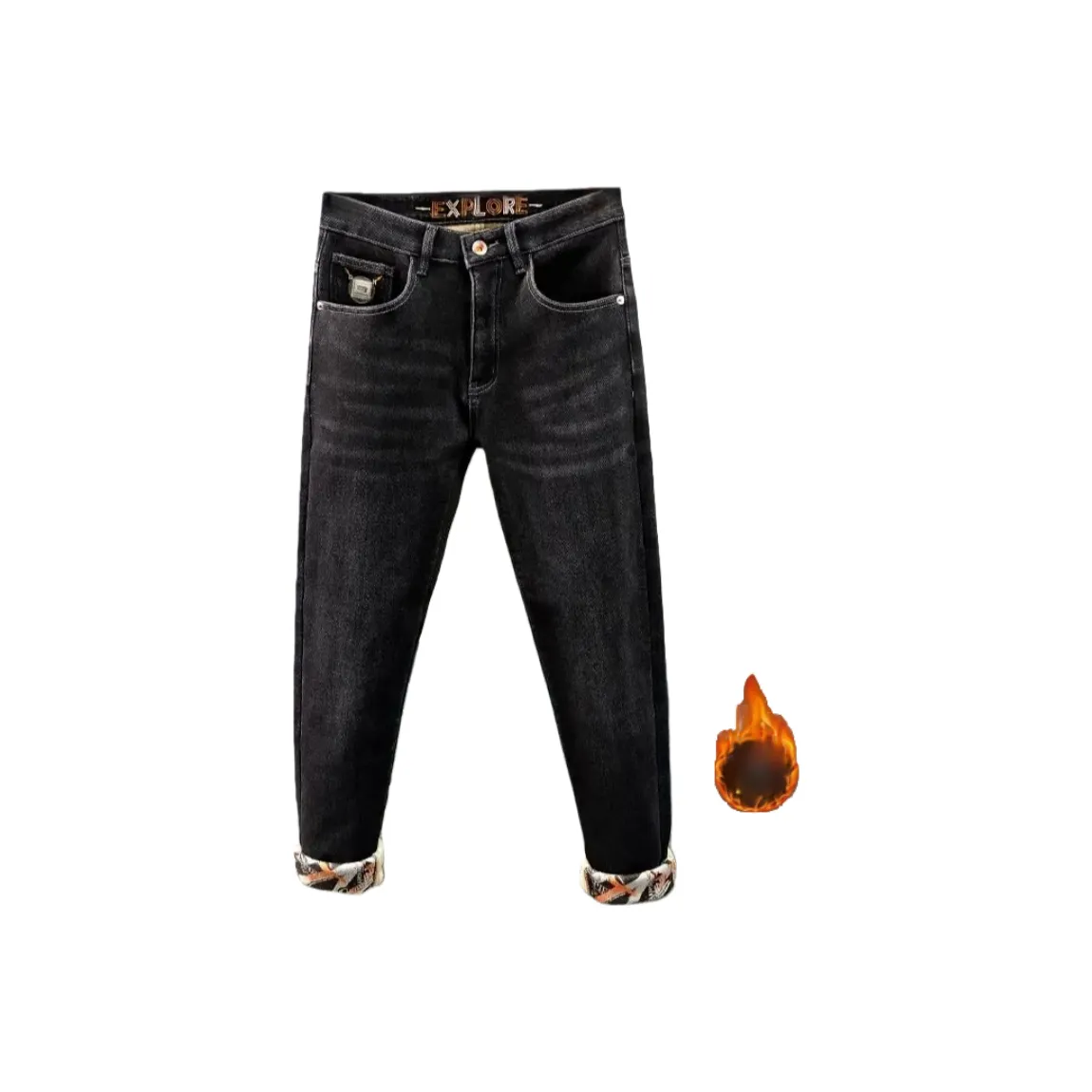 CAT'S PAW Черные флисовые унисекс джинсы