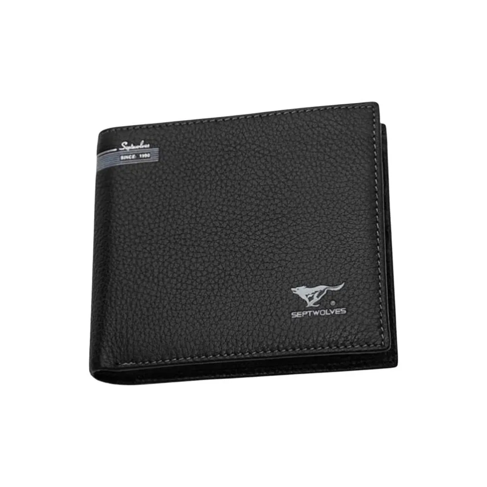 SEPTWOLVES Кошелек из коровьей кожи Мужской Черный Кофейный