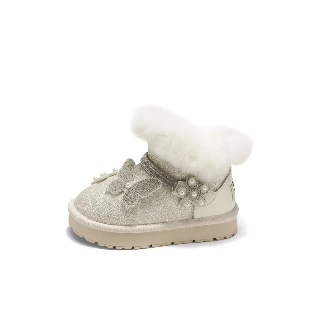 Снежная Белоснежка Амортизация Отскок Устойчивость к истиранию Противоскользящий Анти-KICK MID Топ Детский Хлопок Ботинки