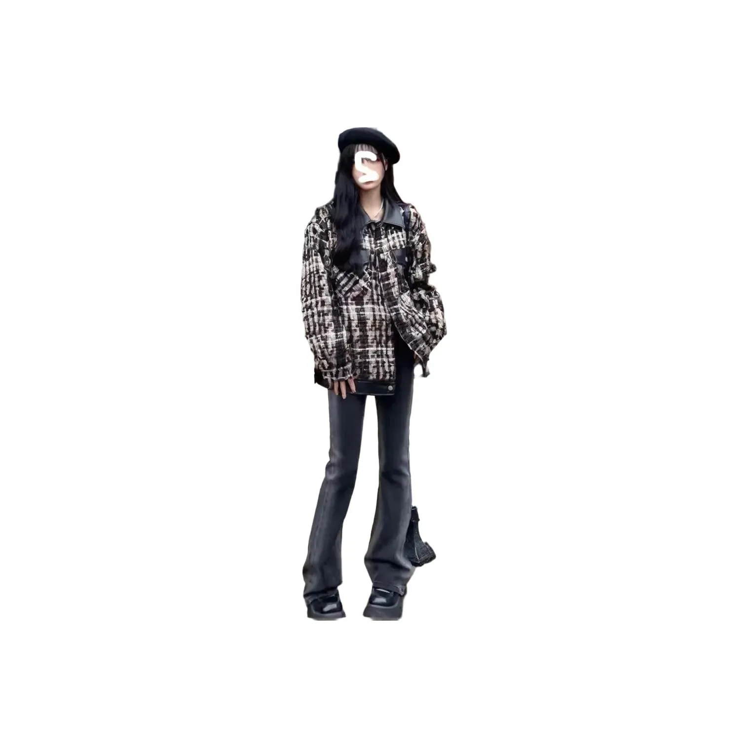 FLIM Модель Одежда Основная Функция Черно-белая Клетка Узор Женские Куртки