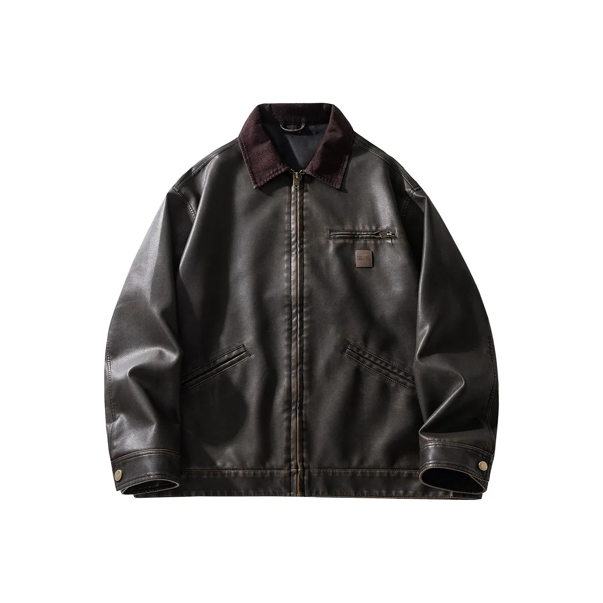 HZWH Кофе Мужские Кожаные Куртки