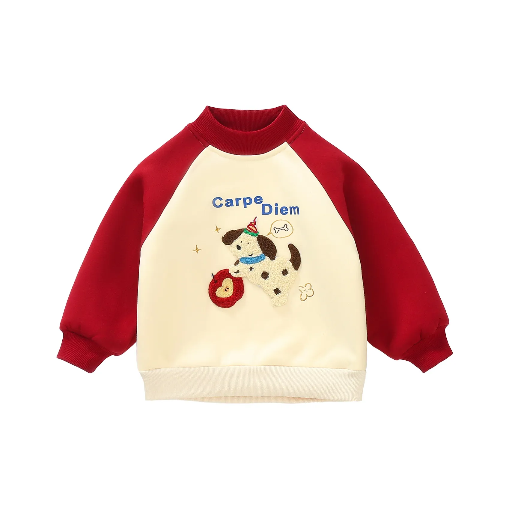 SHIBU Xiaomin Дом S82 Картофель фри Пятно Собака С флисовой подкладкой Худи Свитшоты Бордовый Пре-школа Свитшоты